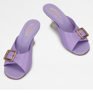 TOD'S Clear Heel Purple Slides